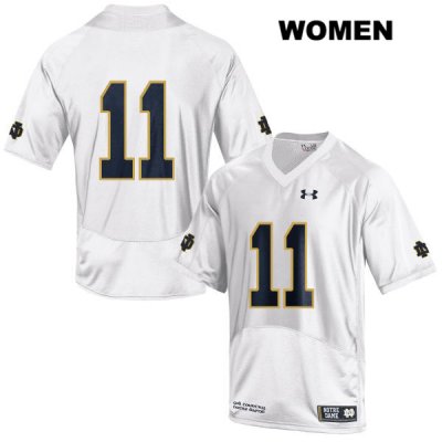 Notre Dame Fighting Irish Women's Alohi Gilman #11 White Under Armour No Name Authentic Stitched College NCAA Football Jersey VEU7099UH